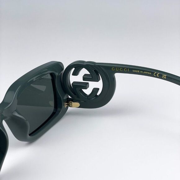 Gucci GG1325S 003 Sunglasses Grey Smoke Grey Rectangle Women main image 7